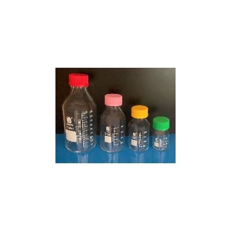 Synthware GL45 WIDE MOUTH MEDIA STORAGE BOTTLE WITH COLOR CAPS, 1000mL. B141000